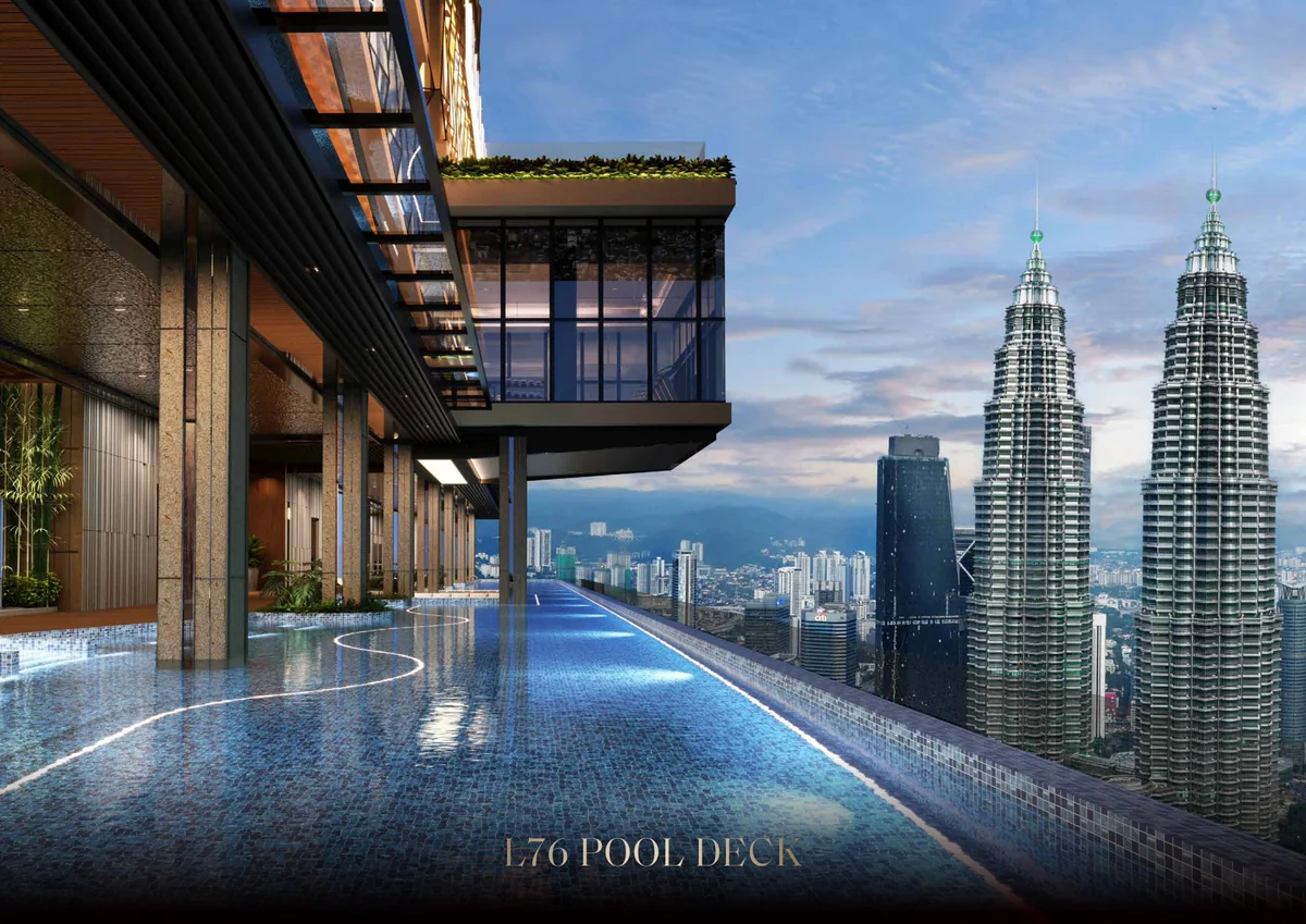 Armani Hallson L76 pool deck overlooking the Petronas Twin Towers