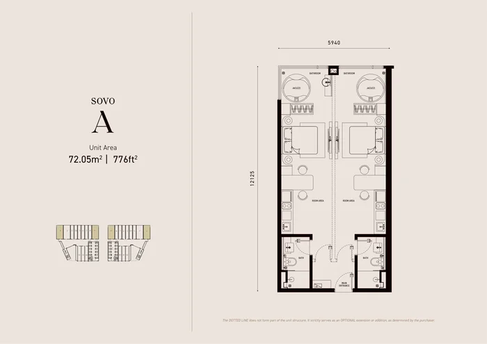 Armani Hallson SOVO Type A floor plan, 776 sq ft