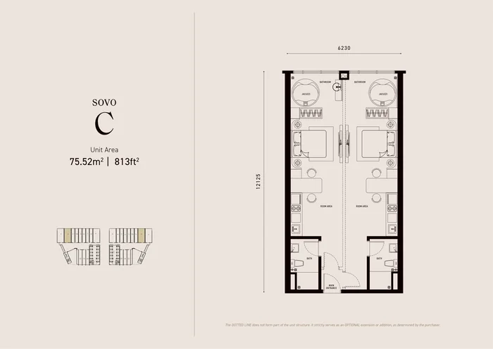 Armani Hallson SOVO Type C floor plan, 813 sq ft